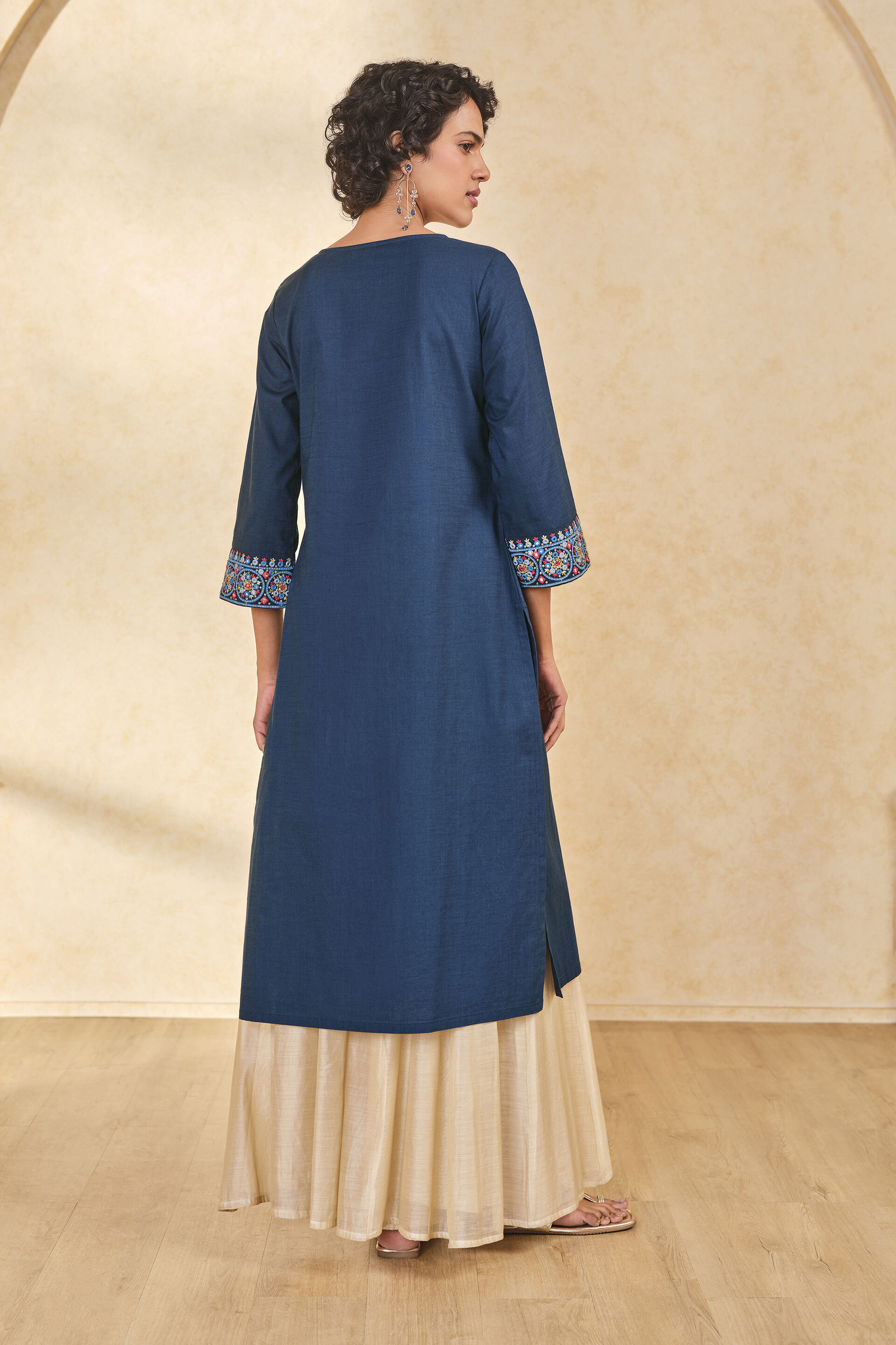 Asmani Blue Cotton Kurta, Blue, image 6